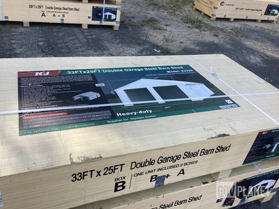 KJ K3325 Double Garage Steel Barn Shed - Unused