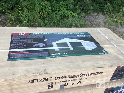 KJ K3325 Double Garage Steel Barn Shed - Unused