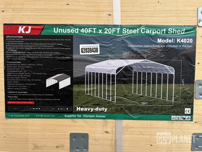 KJ K4020 Steel Carport Shed - Unused