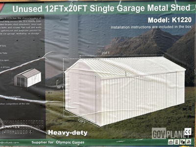 KJ K1220 Single Garage Metal Shed - Unused