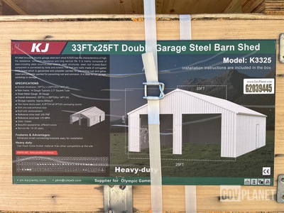 KJ K3325 Double Garage Steel Barn Shed - Unused
