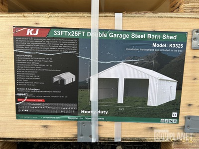 KJ K3325 Double Garage Steel Barn Shed - Unused