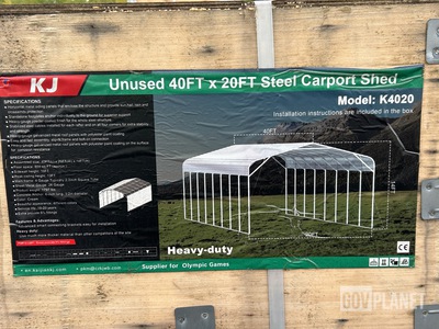 KJ K4020 Steel Carport Shed - Unused