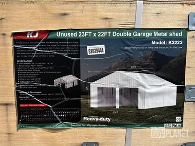 KJ K2223 Double Garage Metal Shed - Unused