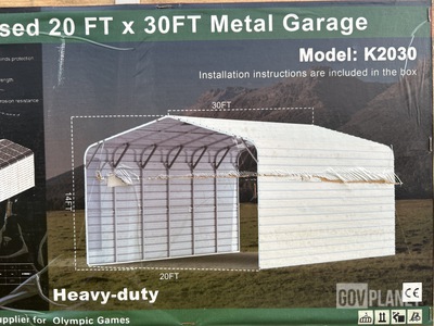 KJ K2030 Metal Garage - Unused