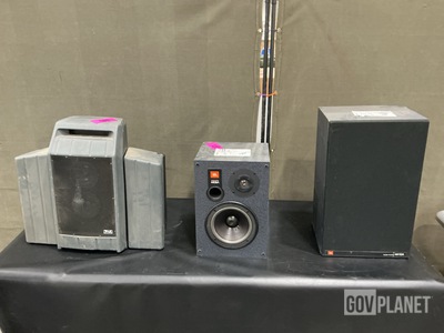 (1) Amplifier, (2) Speakers & Assorted Items
