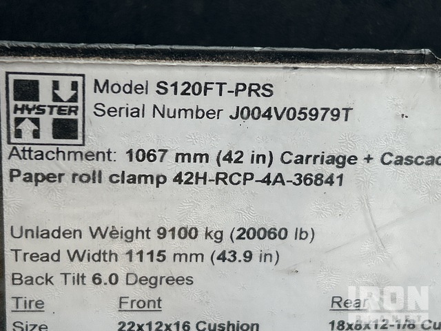 MONTACARGAS 2019 HYSTER S120FTPRS