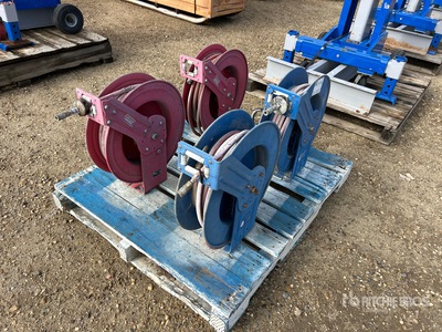 Quantity of (4) Retractable Air Hose Reels Varios. Industrial