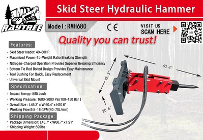 Raytree RMH680 Skid Steer Breaker (Unused)