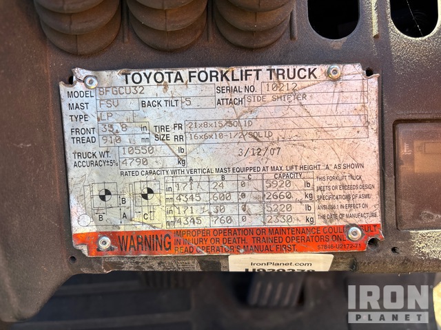 MONTACARGAS 2007 TOYOTA 8FGCU32