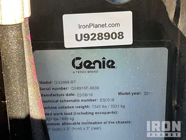 ELEVADOR TIJERA 2016 GENIE GS2669RT