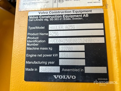 2023 Volvo A25G Camión Dumper Articulado