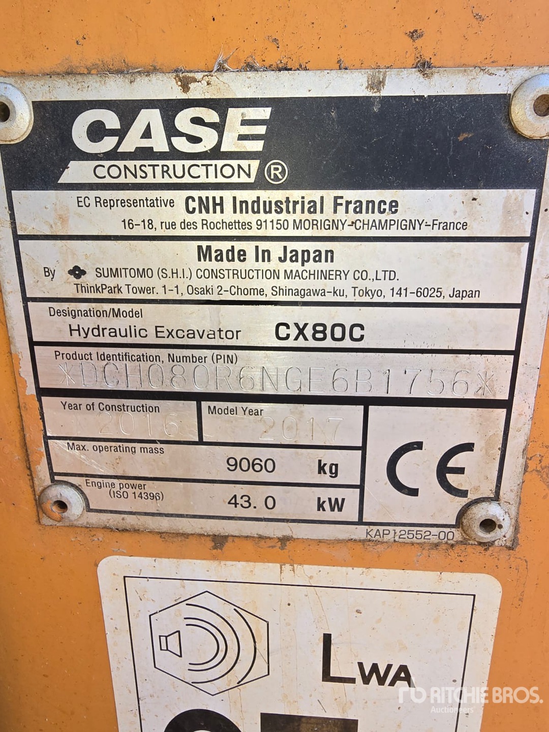 2016 Case CX80C Tracked Excavator