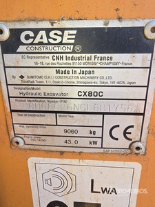 2016 Case CX80C Excavadora de Cadenas