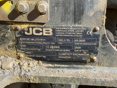 2020 JCB 16C-1 を見 Mini Excavator