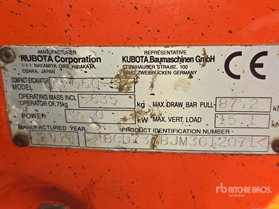 2021 Kubota KX060-5 Excavadora de Cadenas