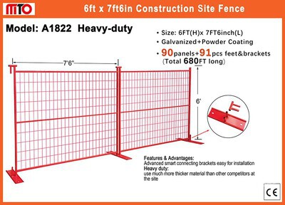 Quantity of (90) 2025 MTO A1822 7 ft 6 in x 6 ft Temporary サイト フェンス (Unused)