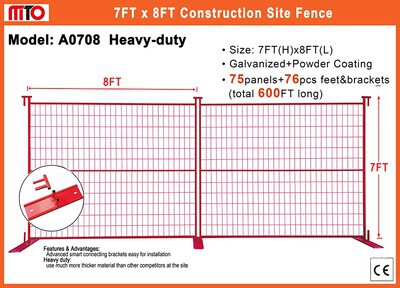 Quantity of (75) 2025 MTO A0708 8 ft x 7 ft Temporary サイト フェンス (Unused)