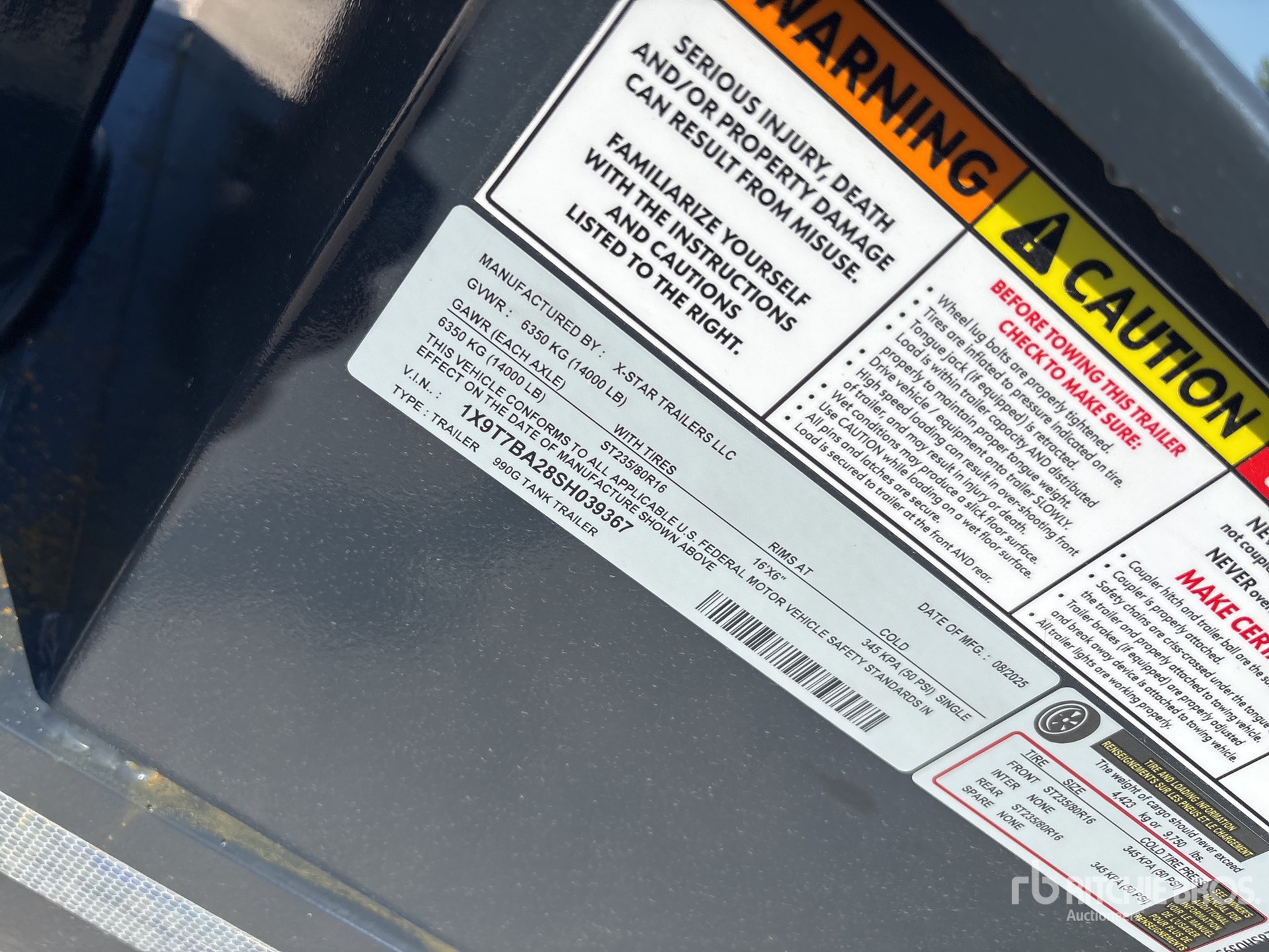 2025 X-STAR 990 Gal Rimorchio cisterna