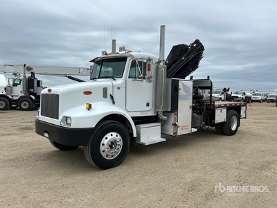 2003 Hiab 144E-5 CL 4300 kg Knuckle Boom on 2005 Peterbilt 330 4x2 Flatbed Truck with Crane