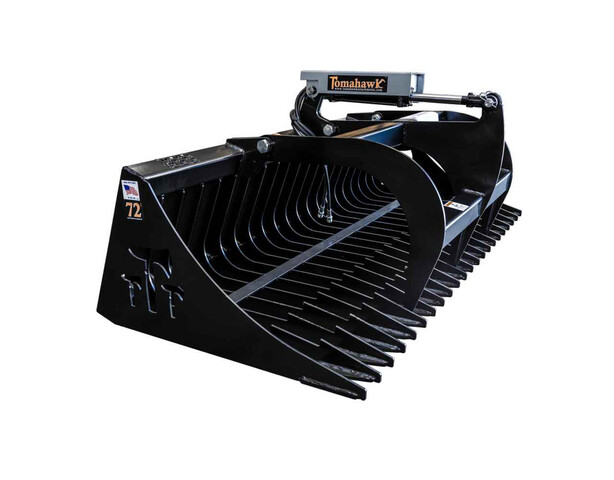 (Unused) Tomahawk 72 in One-Cylinder Rock Skid Steer Grapple Bucket