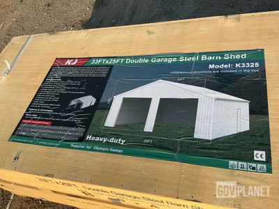 KJ K3325 Double Garage Steel Barn Shed - Unused