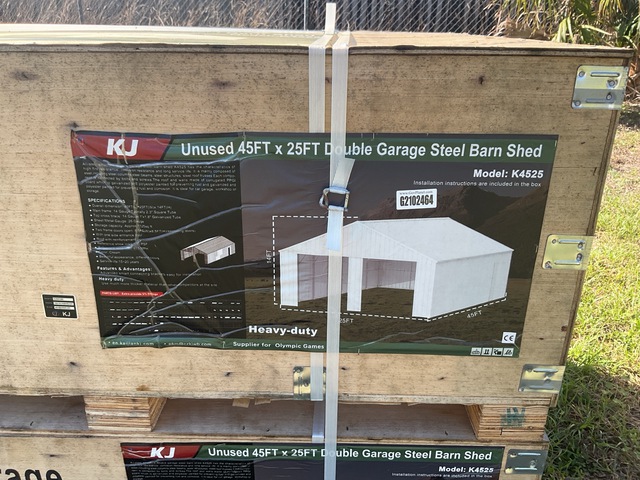 KJ K4525 Double Garage Steel Barn Shed - Unused