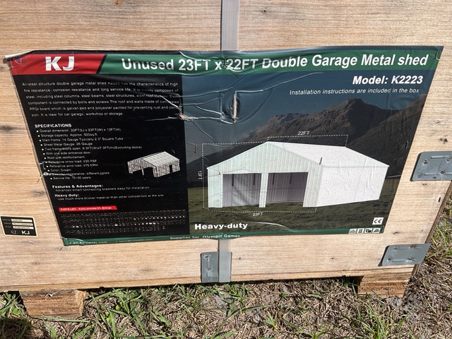 KJ K2223 Double Garage Metal Shed - Unused