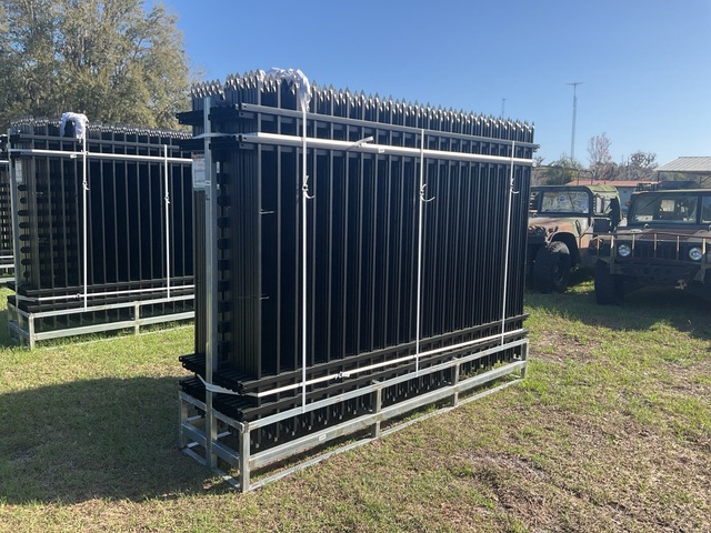 (24) Pieces of KJ Powder Coated Steel Fence w/(25) Post Connectors - Unused