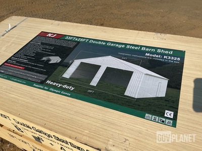KJ K3325 Double Garage Steel Barn Shed - Unused