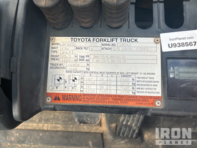 MONTACARGAS 2015 TOYOTA 8FG45U