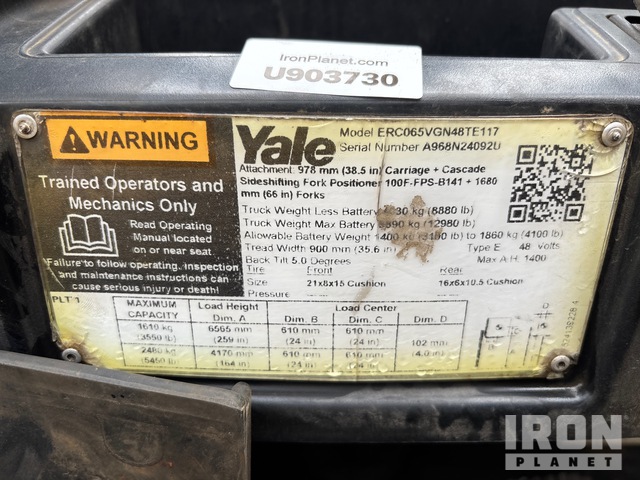 MONTACARGAS ELéCTRICO 2020 YALE ERC065VGN48TE117