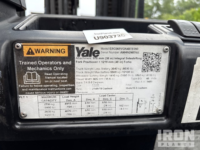 MONTACARGAS ELéCTRICO 2020 YALE ERC065VGN48TE090