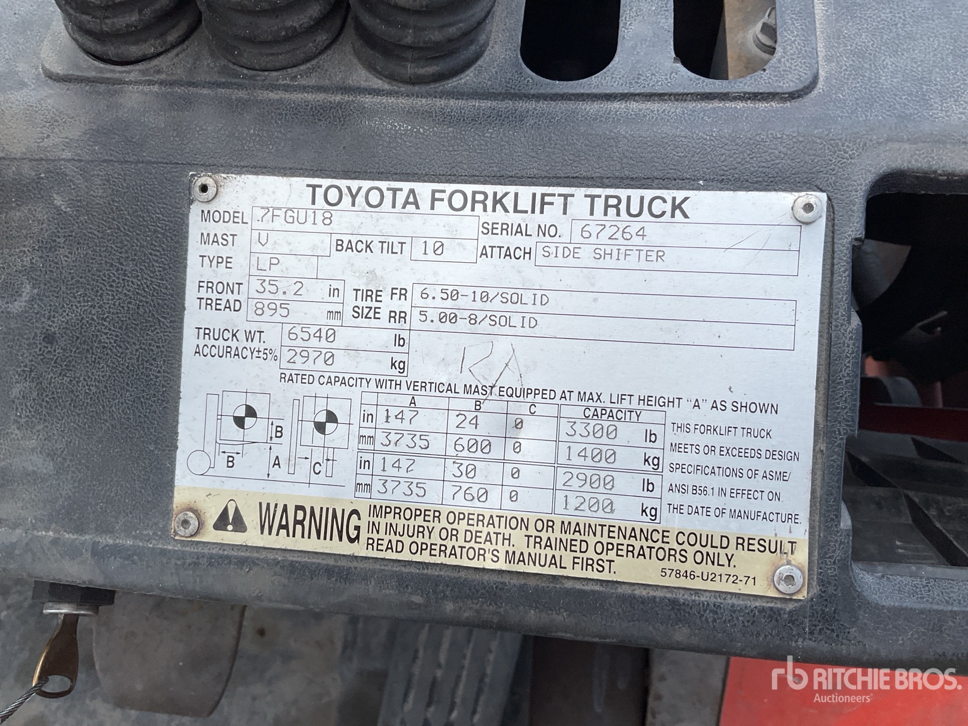 2006 Toyota 7FGU18 3300 lb Montacargas / Forklift