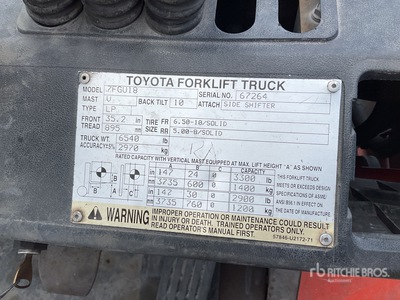 2006 Toyota 7FGU18 3300 lb Montacargas / Forklift