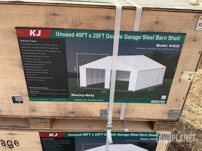 KJ K4525 Double Garage Steel Barn Shed - Unused
