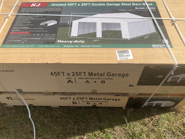 KJ K4525 Double Garage Steel Barn Shed - Unused