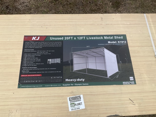 KJ K1912 Livestock Metal Shed - Unused