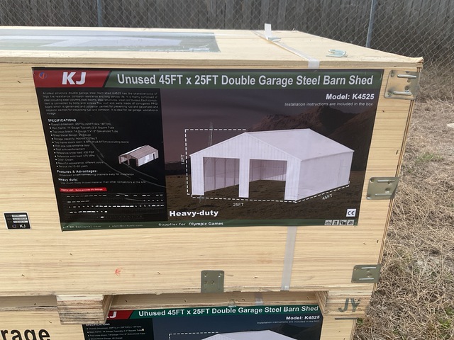 KJ K4525 Double Garage Steel Barn Shed - Unused