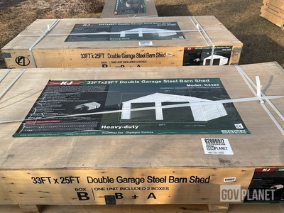 KJ K3325 Double Garage Steel Barn Shed - Unused