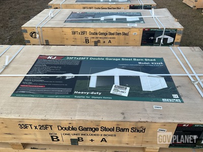 KJ K3325 Double Garage Steel Barn Shed - Unused