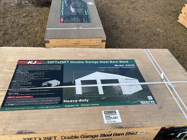 KJ K3325 Double Garage Steel Barn Shed - Unused