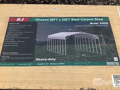 KJ K4020 Steel Carport Shed - Unused