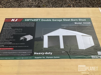 KJ K3325 Double Garage Steel Barn Shed - Unused