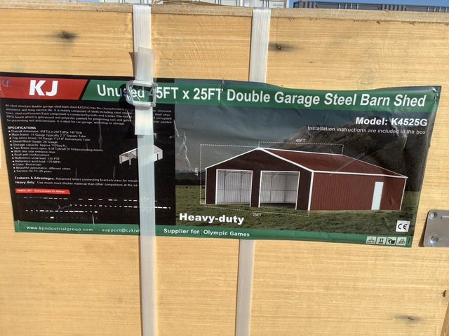KJ K4525 Double Garage Steel Barn Shed - Unused