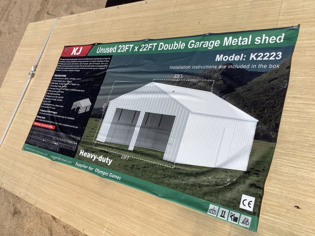 KJ K2223 Double Garage Metal Shed - Unused