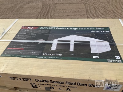 KJ K3325 Double Garage Steel Barn Shed - Unused