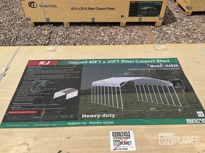 KJ K4020 Steel Carport Shed - Unused
