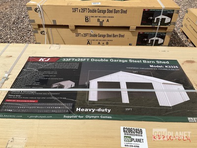 KJ K3325 Double Garage Steel Barn Shed - Unused