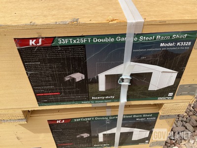 KJ K3325 Double Garage Steel Barn Shed - Unused